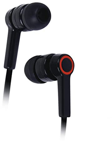 APM 600249 - Casque Filaire Intra-Auriculaire - Écouteurs Filaires - Ecouteurs Intra Auriculaires - Micro Intégré - Forme Ergonomique - Appels Simples - Câble Plat - Noir