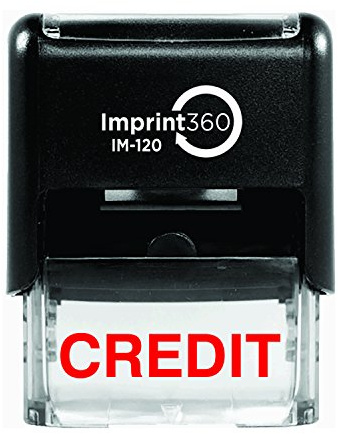 Supply360 AS-IMP1086 - Credit,Solid Text, Heavy Duty Commerical Quality Self-Inking Rubber Stamp, Red Ink, 9/16 x 1-1/2 Impression Size, Laser Engraved for Clean, Precise Imprints