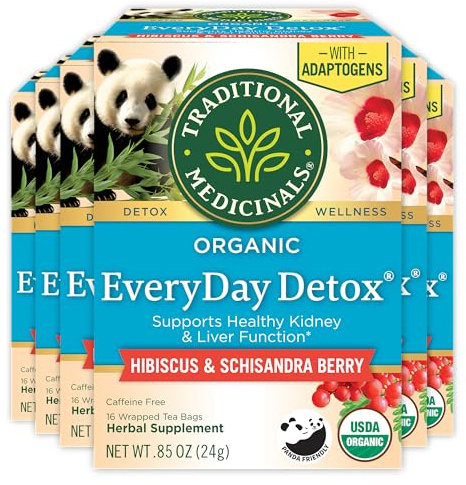 Traditional Medicinals Tea, Organic Everyday Detox Schisandra Berry - Supports Healthy Liver Function, Detox - Kosher, Non-GMO, Caffeine-Free - 96 Tea Bags (6 Pack)