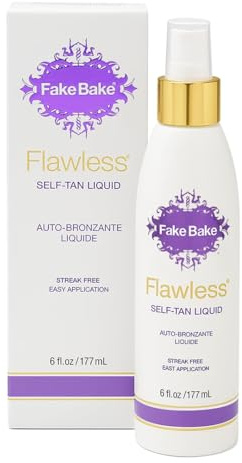 Fake Bake Flawless Self-Tanning Liquid Streak-Free, Long-Lasting Natural Glow For All Skin Tones - Sunless Tanner Includes Professional Mitt For Easy Application, Black Coconut Scent - 6 oz