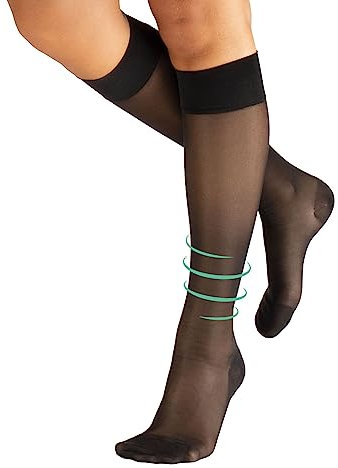 CALZITALY PACK 1/2 Mi-Bas De Maintien | Chaussettes Hautes De Compression Graduee Moyenne, Mi-Bas Unisexe De Soutien Medical, 14-16 Mm/Hg | Made In Italy (Noir, S/M)