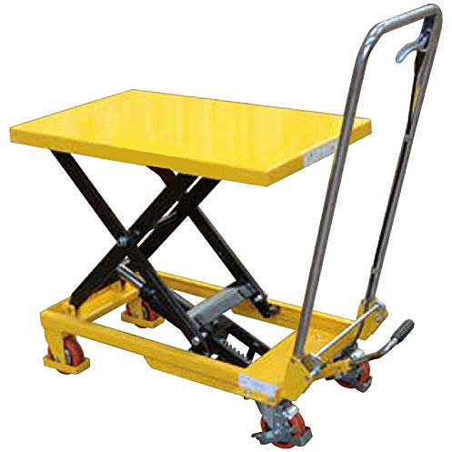 Piattaforma elevatrice a pantografo semplice manuale carrello con piano di sollevamento fisso elevatore a forbice mm.815x500 h.max.880 tavolo sollevatore Kg.500 NP50F