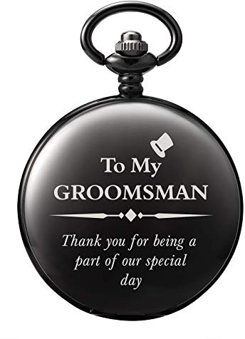 TREEWETO Montre de poche personnalisée avec gravure pour marié - Montre à quartz - Cadeau pour mariage ou demande - Cadeau de mariage, 3. Groomsman, vintage