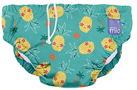 Bambino Mio Återanvändbar Badblöja – Läckagesäker & Justerbar, Populär och Bäst Säljande Simblöja för Barn - 6-12 månader - Grön ananas