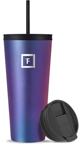 IRON °FLASK Classic Tumbler - Vacuum Insulated Stainless Steel Water Bottle, Double Walled, Drinking Cup, Insulated Travel Mug (Aurora, 32 oz Solid Lid)