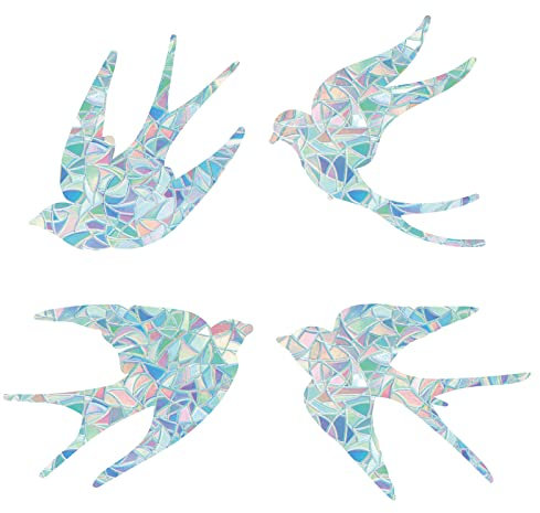 GORGECRAFT 16 Sheets 4 Styles Swallow Window Clings Anti-Collision Glass Decal Static Non Adhesive Vinyl Film Home Decorations for Bird Strikes, Glass Alert Stickers, Stop Birds Flying into Windows