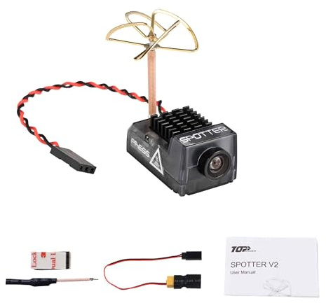 RunCam Spotter V2 FPV kamera- och sändarsats, 5,8G Micro FPV AIO Cam, OSD, inbyggd mikrofon, FOV170 grader 700TVL, 40CH, 20MW-200MW justerbar för FPV