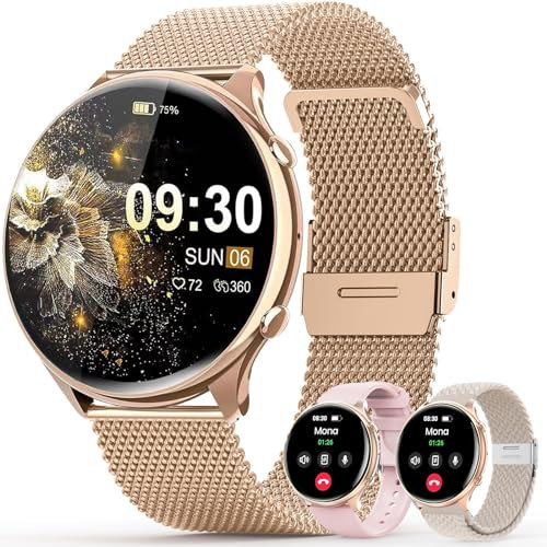 elfofle Smartwatch Damen mit Telefonfunktion, 1,39 TFT HD Touchscreen, IP67 Wasserdicht mit 120 Sport SpO2 Pulsuhr Menstruationszyklus Schlafmonitor,Armbanduhr für iOS Android (Rosa Gold)
