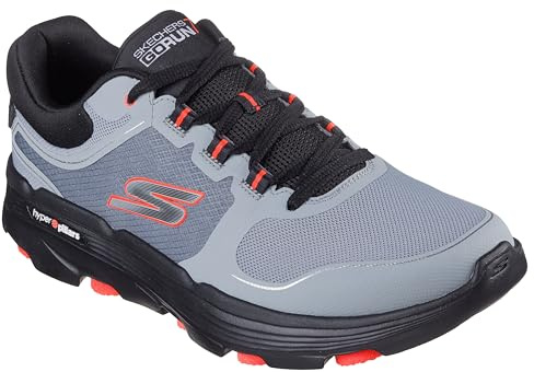 Skechers Men's Go Run 7.0 Full Range Sneaker, Grey and Coral Textile/Synthetic, 8 UK