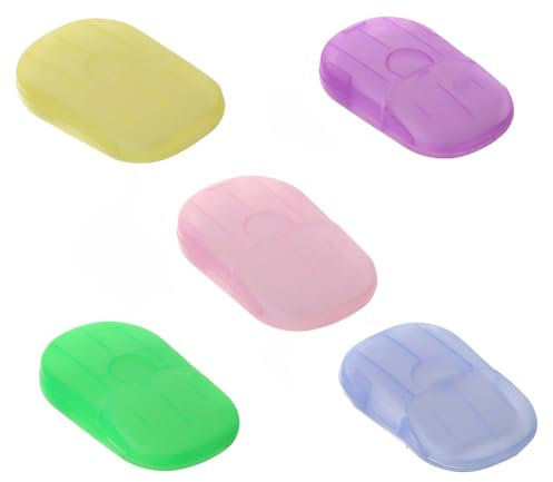 VAEIORP 100Stück, 5 Boxen Tragbar Mini Einweg-Papierseife Seifenblätter Papier Seife für Unterwegs Reisen Camping zum Waschen im Freien