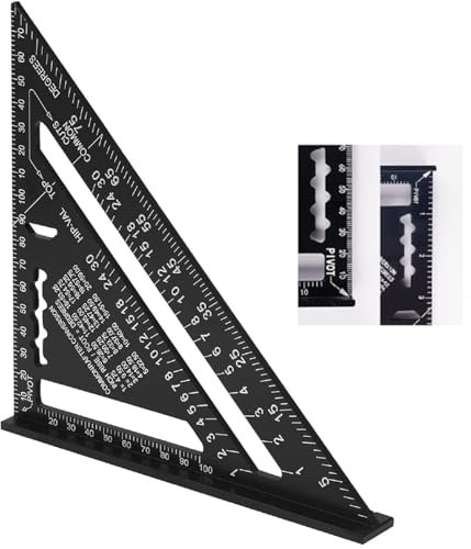 Escuadra Carpintero, Regla Triangular Métrica de Aluminio, Cuadrado de Carpintero de Aleación de Aluminio, Metalicas Carpintero Herramienta de Medición Herramientas para Madera Multifunción (Negro)