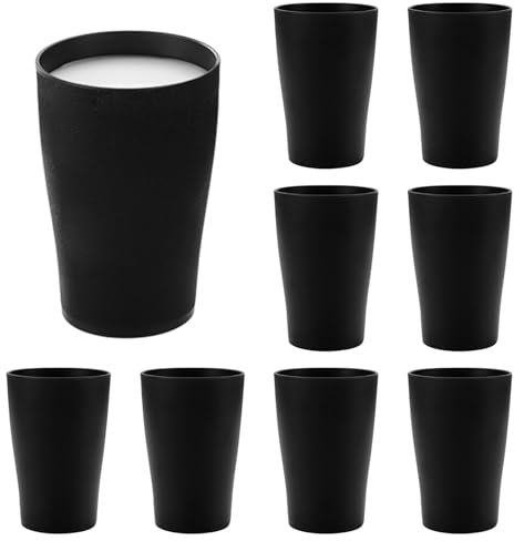 8 Stück Trinkbecher 280 ML, Wiederverwendbare Kaffeetassen Cup aus Gesunde PP, Unzerbrechlich Becher für Kaffee Tee Milch Saft Cola, Tassen Becher Set für Grillen Picknick Party, Schwarz