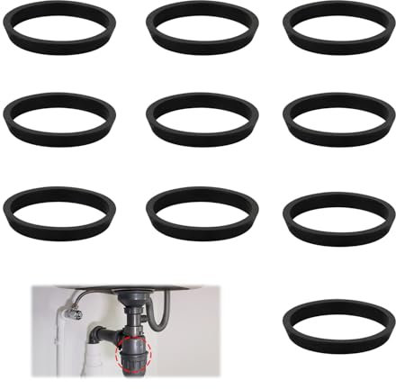 teasteam 10 PCS Cone Seal Ring Silicone Washers Kit for Plumbing – 1 1/2 Inch Drain Pipe, Sink Odour Trap, Siphon – 40mm Rubber Seals, O-Ring, Sink Plug Seal
