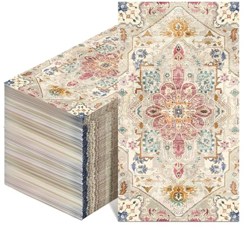 Yeaqee 100 Pcs Vintage Boho Napkins Paper Guest Towels 2 Ply Decoupage Napkins Disposable Decorative Hand Towel for Bathroom Kitchen Fall Wedding Party Dinner(Multicolor)