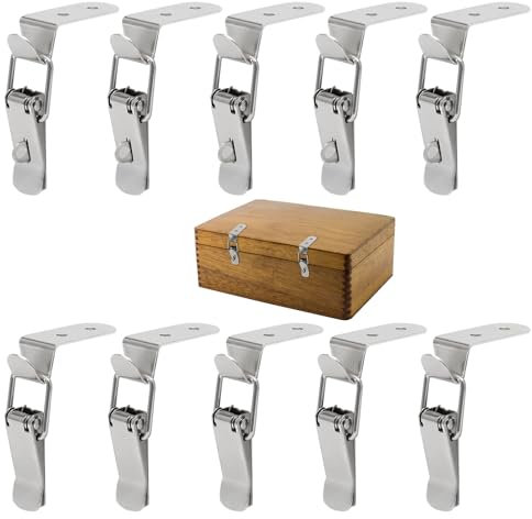 10 Pièces Fermeture à Levier 76 x 24 mm, Loquet à Bascule, Fermoir à Bascule Attache Capot pour Fenêtre, Meubles, Tiroir, Armoire, Boîte à Outils