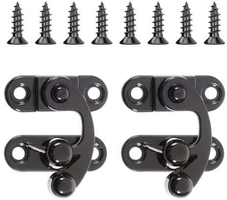 Small Hasp Latches 2 Sets Antique Hook Hasp Latch Right Toggle Hasps Hook Padlock Hasps Hooks Lock with Mounting Screws for Furniture Wooden Box Jewelry Case Cabinet - Vintage Black Style