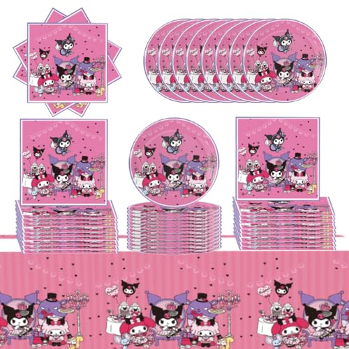 Ptydecta Kit fête d'anniversaire Décoration d'anniversaire Assiettes en carton Nappe Anniversaire Serviettes de table Convient pour 20 personnes (B)