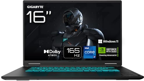GIGABYTE Gaming A16 Ordinateur Portable - 16, 165Hz WUXGA, Intel Core i7-13620H, RTX 5060, 16Go DDR5, 1xSSD Gen4 1To, Win 11 Home, Garantie 2 Ans, Dolby Atmos, Gaming A16 CVHI3FR894SH