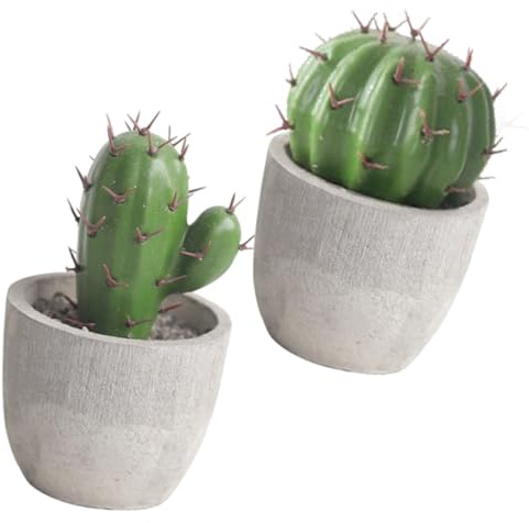 ABOOFAN Bonsái De Cactus Artificial Mini y Maceta Imitativa, Adorno De Planta Suculenta Pequeña De Plástico, Decoración Plantas Falsas para Escritorio y Oficina, Set De 2 Piezas
