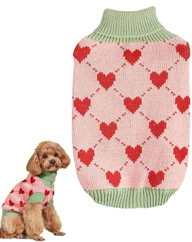Tröjor för små hundar,Små hundtröjor | Djurkläder Hundrock Djurtröja - Turtleneck Pullover Hjärta Valptröja, Stickad katttröja, Hundkläder Vinterkappa