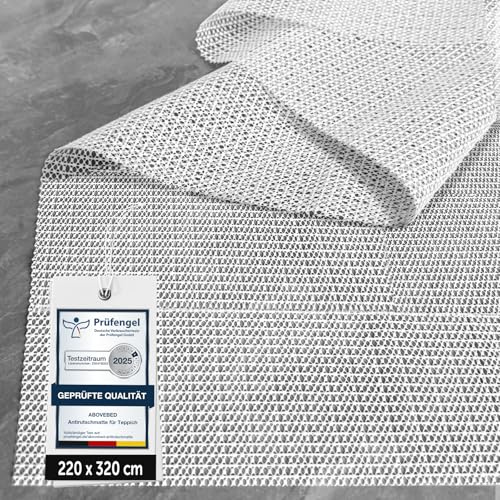 aboveBED Matta, halkmatta, mattunderlägg, halkfri matta, stopp, halkfri matta för matta, 220 x 320 cm