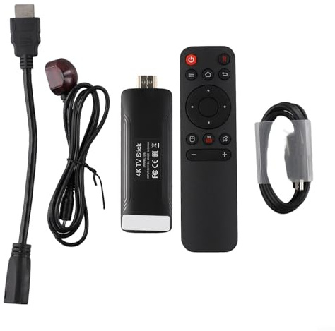 SMZhomeone Pour Android 10 TV-Stick avec HDR et 1080p, Wi-Fi double bande (2,4 GHz/5,8 GHz), pour les services de streaming intelligents, boîtier décodeur compact noir