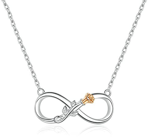 Accessoarer Halsband för kvinnor, Infinity Rose Flower Pendant Halsband Mamma Hustru Dotter Födelsedagssaker