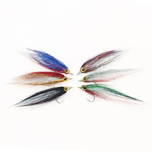 MLWSKERTY Señuelos De Pesca con Mosca Artificial Cebos Realistas Mosca Pececillo para Accesorios Salmón Señuelos Seda 6 Uds.
