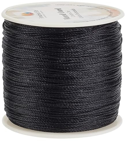 PH PandaHall 106m Gewachste Schnur Polyesterkordeln Faden Friesen String Gewachste Baumwollschnur Fadenfür Schmuckherstellung Schwarzer Faden und Makramee Supplies, 0.5m