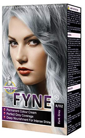 FYNE Dark Grey Permanent Hair Dye for Women - Home Hair Colour Cream with Built-in Conditioner - Gentle, Long-Lasting, Easy to Use, Suitable for All Hair Types - Achieve Salon-Quality Results at Home