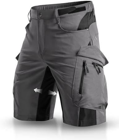 Wespornow Pantaloni Cargo da Uomo con 6 Tasche, Pantaloni da Lavoro MTB, Bermuda Corti, Pantaloni Chino, Stretch, per Escursioni estive e Shorts da Ciclismo (Grigio,S)