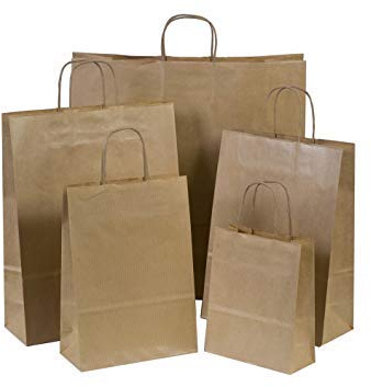 MARENT Pack of 50 Brown MIXED Kraft Paper Gift Bags with Twisted Handles Ideal for Gifts, Party, Shopping, Packaging, Wedding