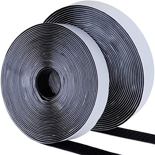 Faburo Nero Hook Loop Autoadesivo, Nastro Adesivo per Zanzariera(8M*2), Strisce Laccio Adesivo Nastro zanzariera Aderenza Forte