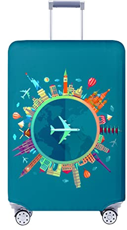 Travelkin Luggage Covers For Suitcase Tsa Approved,Suitcase Cover Protector Fit 18-32 Inch Luggage (Dreaming Blue, L)