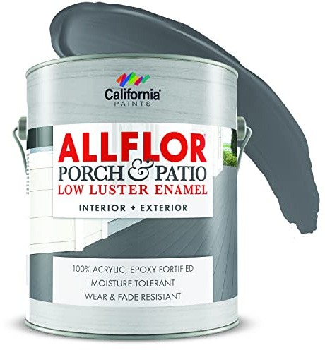 CALIFORNIA PAINTS ALLFLOR Porch, Patio and Floor Enamel Paint, Battleship Gray, 1 Gallon, Extremely Durable Water-Based Formula, Ideal for Patios, Pool Decks, Basements & More