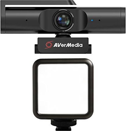 AVerMedia PW513 Live Streamer CAM Light, 4K Ultra HD USB Webcam with Rechargeable Mini RGB Light for Gaming and Live Streaming, Works with OBS, Streamlabs, Zoom, Teams and Skype