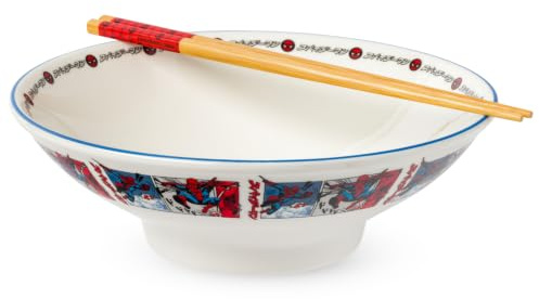 Silver Buffalo Marvel Spider-Man Manga, Ramen Bowl with Chopsticks, 30oz