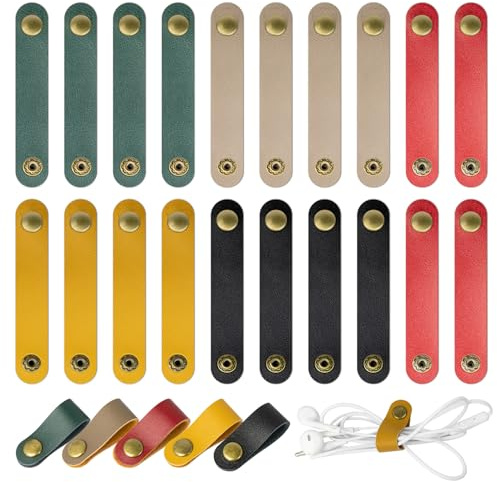 20 Pcs Leather Cord Organizer, Reusable Cable Clips Leather