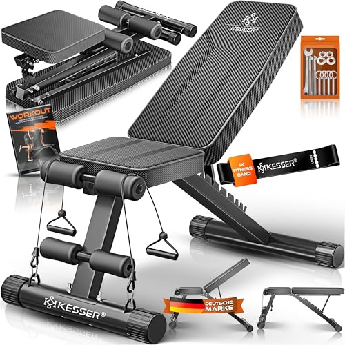 KESSER® Klappbare Hantelbank Multifunktionale Trainingsbank mit Rückenlehne 500kg Belastbarkeit | verstellbare Bank Fitnessgerät zum Bankdrücken | Ganzkörpertraining Schrägbank für Fitness & Training