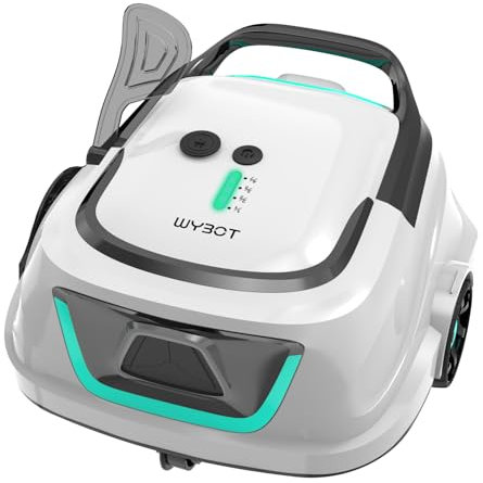 (Aggiornamento 2025)WYBOT A1 Robot Piscina, Autonomia 120 Min, Robot Piscina Senza Fili con Doppio Filtro per Piscine Fuori Terra Fino a 100 m²,2,5 Ore di Carica Completa Veloce(Verde Bianco Perlato)