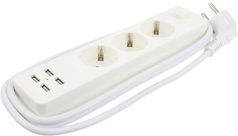 Uonlytech Ciabatta Multipresa Portatile USB con Europea Protezione Integrata e Multipresa Salvaspazio e Sicura per Ricarica Smartphone e Tablet