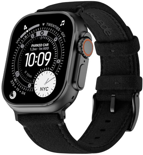 Bandletic Compatible with Apple Watch Armband 49mm 46mm 45mm 44mm, Weiche Wildleder Faser Durable Sport Verstellbares Armbänder for iWatch Ultra 3/2/1 Series 11 10 9 8 7 6 5 4 SE Herren Damen, Schwarz