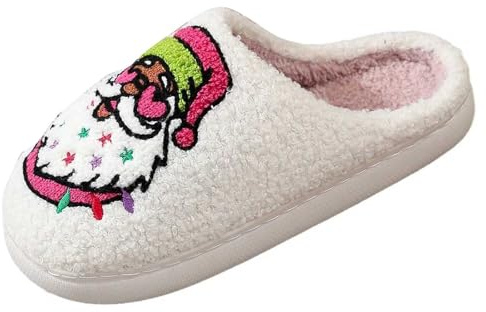 Zapatillas Mujer Rigolo, Zapatillas De Navidad Para Mujer Cómodas Zapatos Festivos Patrón Estrella Y Papá Noel Suave Y Cómodo Interior Y Exterior