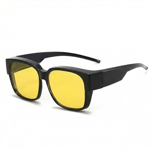 Lunettes de vision nocturne polarisées pour conduite de nuit, hommes et femmes, sur-lunettes ultra légères avec verres jaunes HD, antireflets, amélioration vision et sécurité route