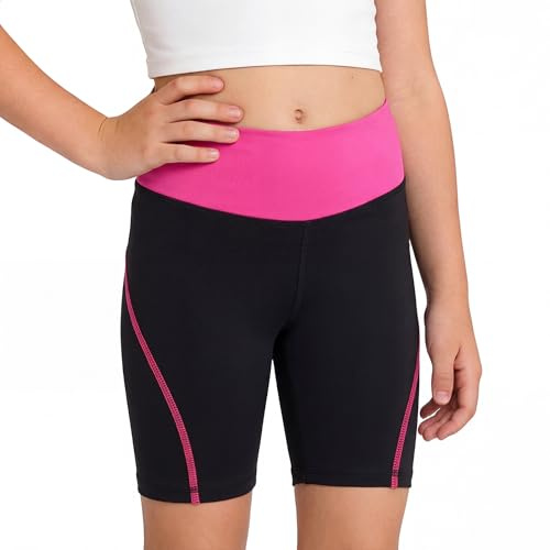 Keyck Flickor cykelshorts, hög midja träningscykel löpning gymbyxor för flickor 5-13 år, Svart, 12-13 År