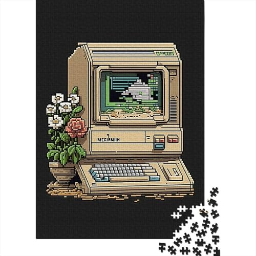 Adult 1000-Piece Jigsaw Puzzle, Old PC Station, 38x26cm/1000pcs; White Pieces for Organised Sorting; for Quiet Focus at Your Own Pace