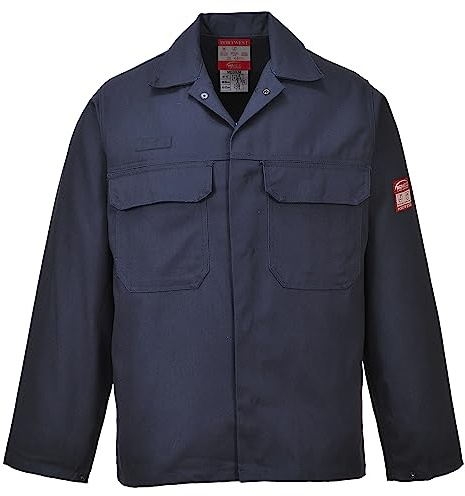 Portwest BIZ2 Mens Heat and Flame Resistant Welding Jacket Bizweld FR Protective Work Coat Durable Workwear Navy, X-Large