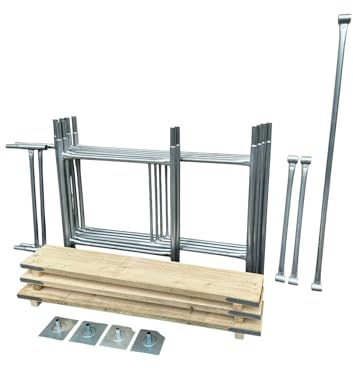Toptower Classic Scaffolding Tower 3.8m (Working Height) 4' x 2'6 Base Size DIY Galvanised Scaffold Tower with Platform Boards