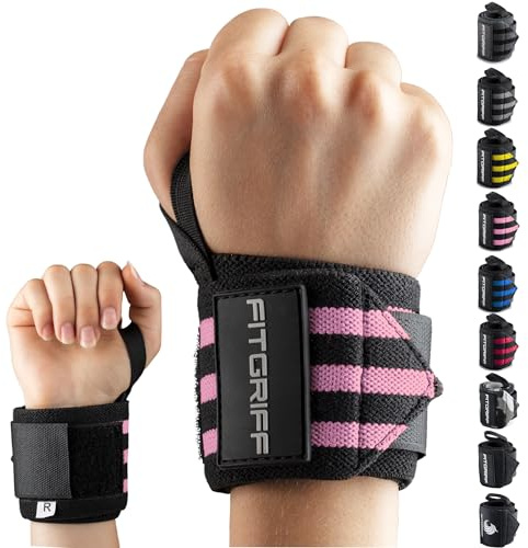 Fitgriff® Muñequeras Gym Hombre y Mujer - Accesorios para Gimnasio, Musculacion, Fitness - Wrist Wraps