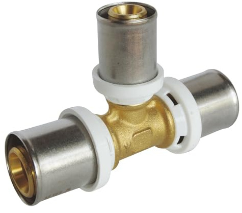 SOMATHERM FOR YOU - / 5720-20-16-20 - Té reduce tubo de engaste central de múltiples capas Ø20 - Ø16 - Ø20 Permite una desviación de diámetro en un Ø20 diámetro de la tubería tubo Ø16 multicapa